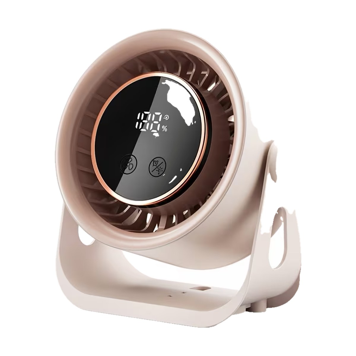 Neat Flow Desk Fan: a compact rechargeable desktop circulator with a round digital display