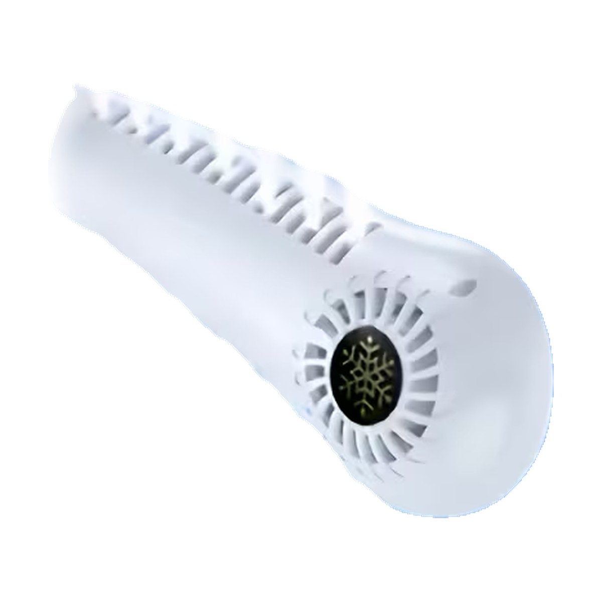 Close view of the Neat Flow Neck Fan's side vents with a small snowflake detail